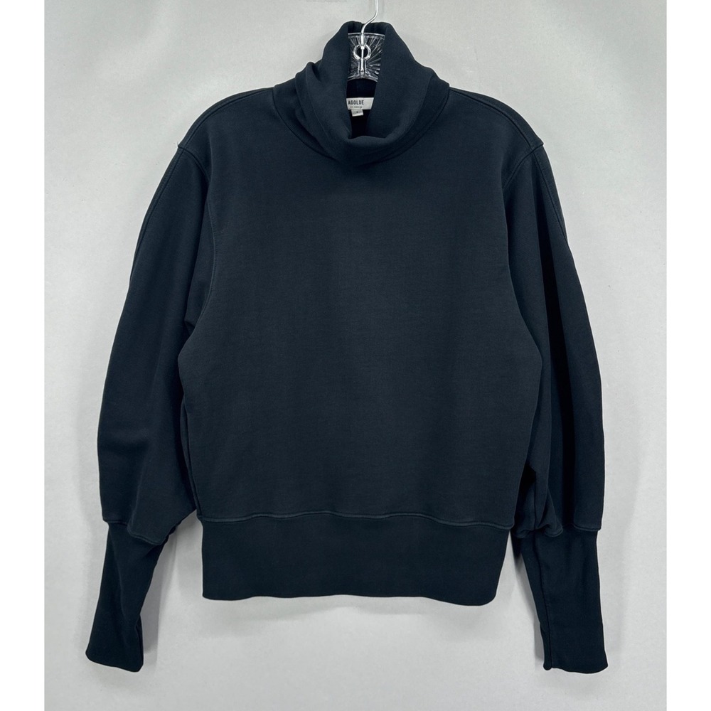 AGOLDE Sweatshirt Womens Small Black Extended Rib Funnel‎ Neck Pullover USA